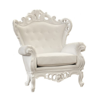 Victorian White Leather King Chair - Cerfny